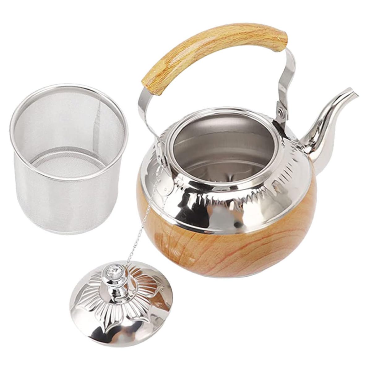 Tetera y Diseño Elegante y de Acero Inoxidable de 1l con Asa Cómoda Práctica para Preparar Té para en Cocinas y del Hogar Cocinas del Hogar