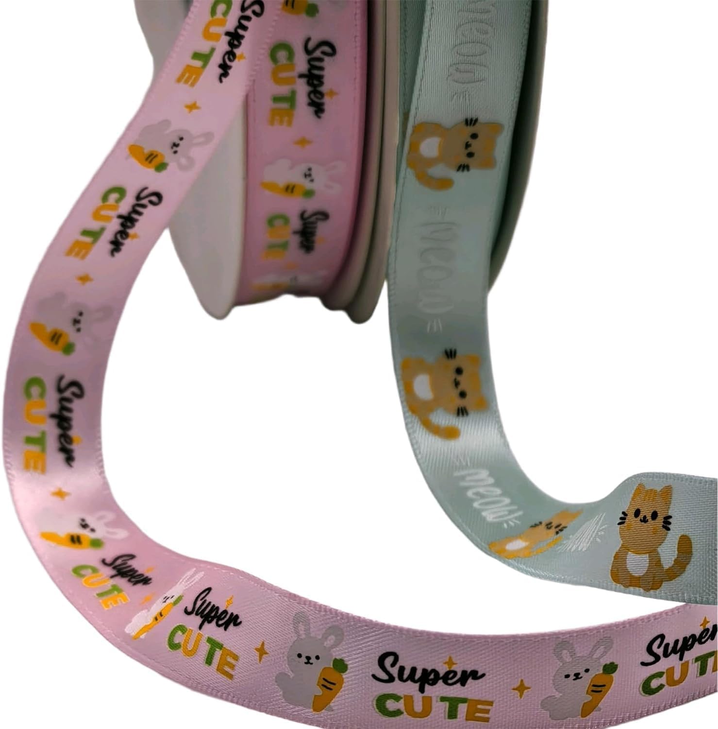 Assorted 20 Yards Satin Ribbon Bow Panda Bee Bear Cat Rabbit Cartoon Craft DIY Packing Hair Bow Accessory (Cartoon, 5/8") image 4