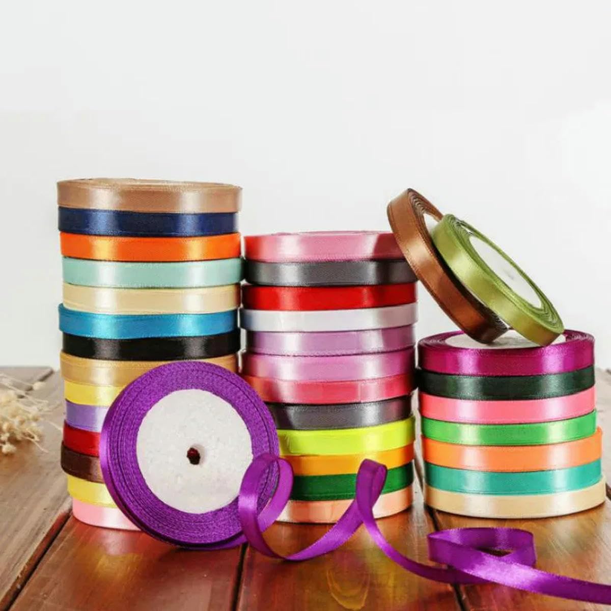 Rollo Cinta Raso Manualidades Regalos Cinta De Satén Rosa - 2 Rollos De 25mm X 22m - Tela De Poliéster Brillante - Para Manualidades, Regalos, Bodas Y Decoración Cinta Decoración Bodas