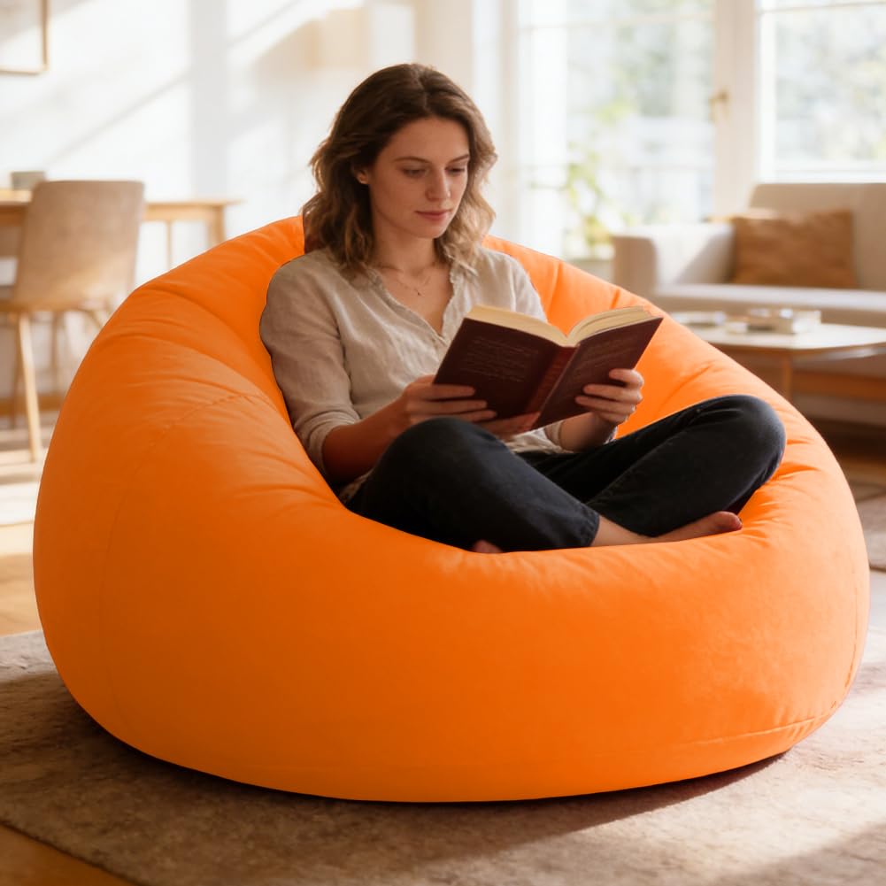 Divano gonfiabile e poltrona, pouf gonfiabile, comodo divano pieghevole per soggiorno, campeggio e giardino, gonfiabile e lavabile, poltrona singola per relax e tempo libero (arancione)