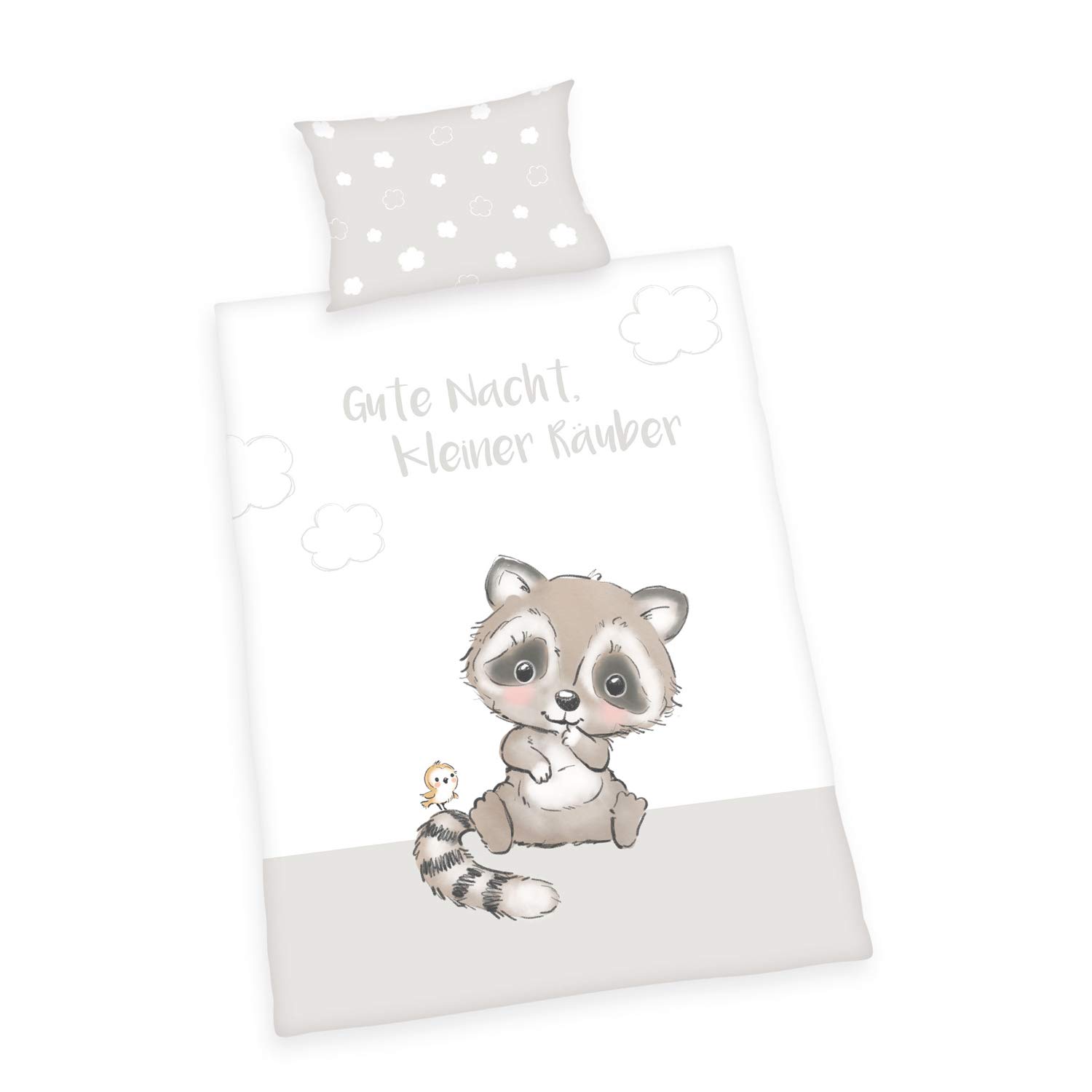 Herding Waldfreunde Bio Bettwäsche Set, GOTS zertifiziert, Wendemotiv, Kopfkissenbezug 40 x 60cm, Bettbezug 100 x 135cm, Baumwolle/Renforcé,…