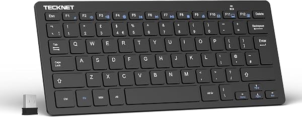 TECKNET 2.4G Wireless Keyboard For Windows/Chrome OS, UK Layout Compact Mini Keyboards, Small Silent Whisper-Quiet Keyboard with 12 months Battery Life (Black) - 1