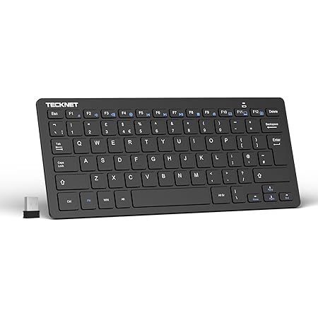 TECKNET 2.4G Wireless Keyboard For Windows/Chrome OS, UK Layout Compact Mini Keyboard, Small Silent Whisper-Quiet Keyboard with 12 months Battery Life (Black)