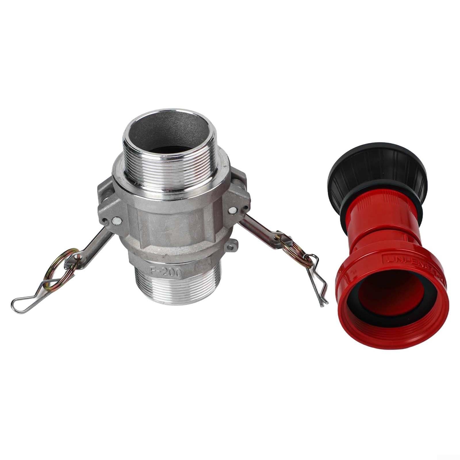 Buse de tuyau d'incendie de 5,1 cm en plastique et en aluminium avec deux raccords de verrouillage à came en aluminium de 5,1 cm pour une connexion rapide et une utilisation polyvalente