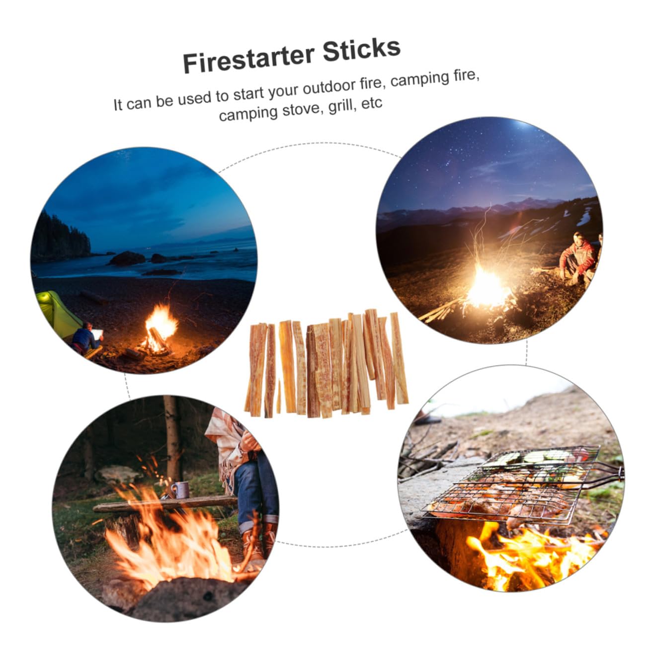 Allume-feu pour Démarrage Rapide du Feu pour Camping et Aventures en Bois Naturel Kit Léger et Essentiel Bâtons de Survie en Bois