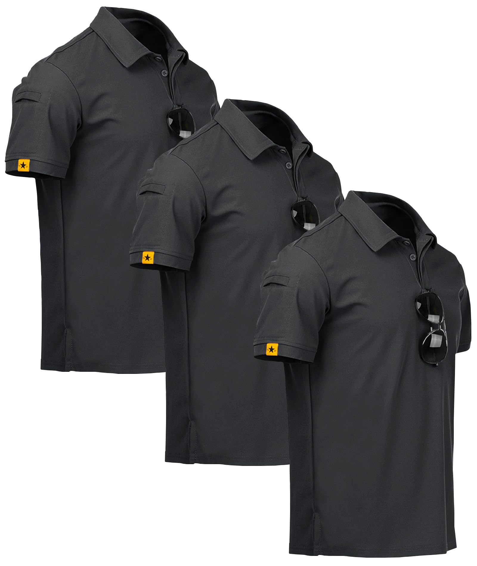 ZITY 3 Pack Polo Uomo Manica Corta Tshirt Traspirante ad Asciugatura Rapida Uomo Polo Estiva Camicia Sportiva Casual Camicia da Golf Regular Fit