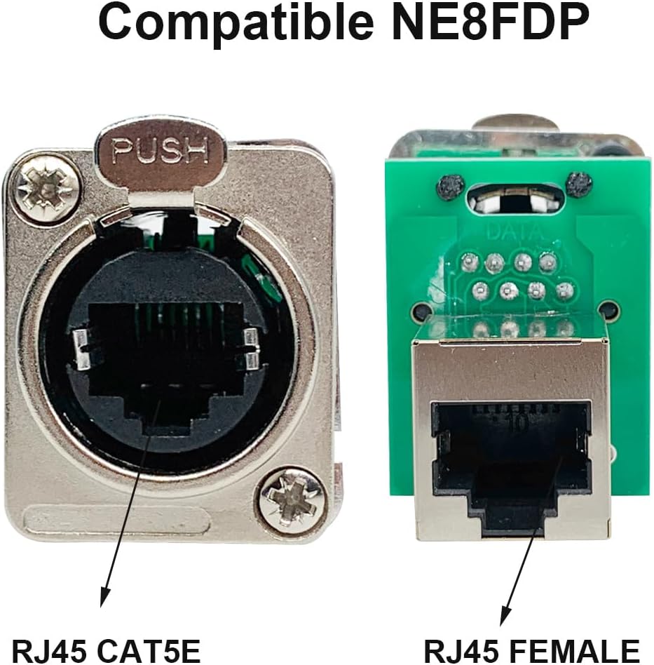 PENGLIN 10PCS Ethercon Rj45 Chassis Socket, NE8FDP Ethercon Pass Through Connector, D Series Cat5 RJ45 Panel-Mount Socket