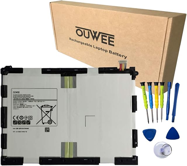 EB-BT550ABE Tablet Battery Compatible with Samsung Galaxy Tab A 9.7" SM-T550 SM-P550 SM-T555C SM-T555 SM-P351 SM-P555 Series EB-BT550ABA 3.8V 22.8Wh 6000mAh Tools