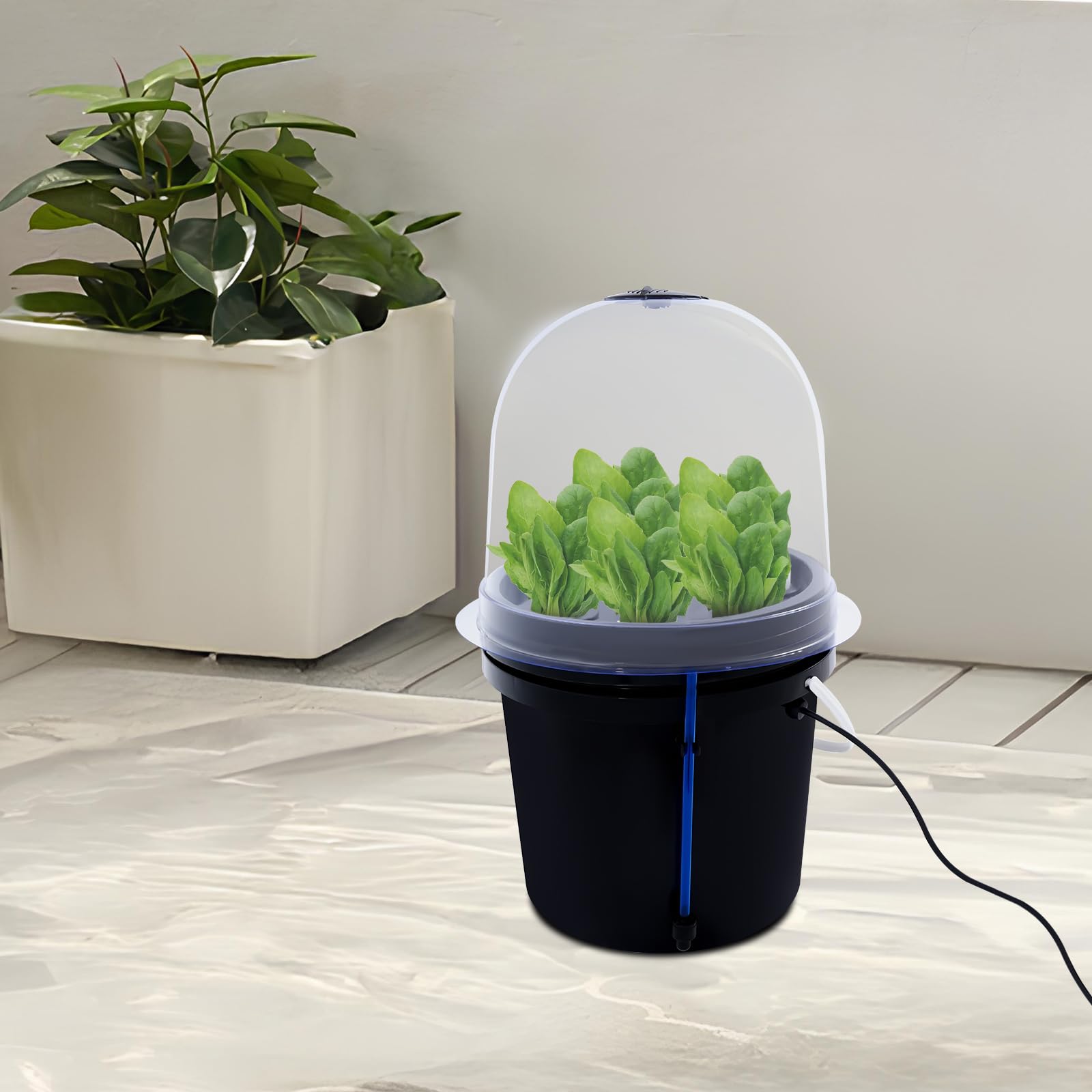 Indoor Hydroponika zestaw do uprawy mgły z automatycznym timerem, 8 | Okrągły system uprawy mgły, do użytku wewnątrz pomieszczeń, z wskaźnikiem poziomu wody, ziół, sałaty, truskawek, balkonu