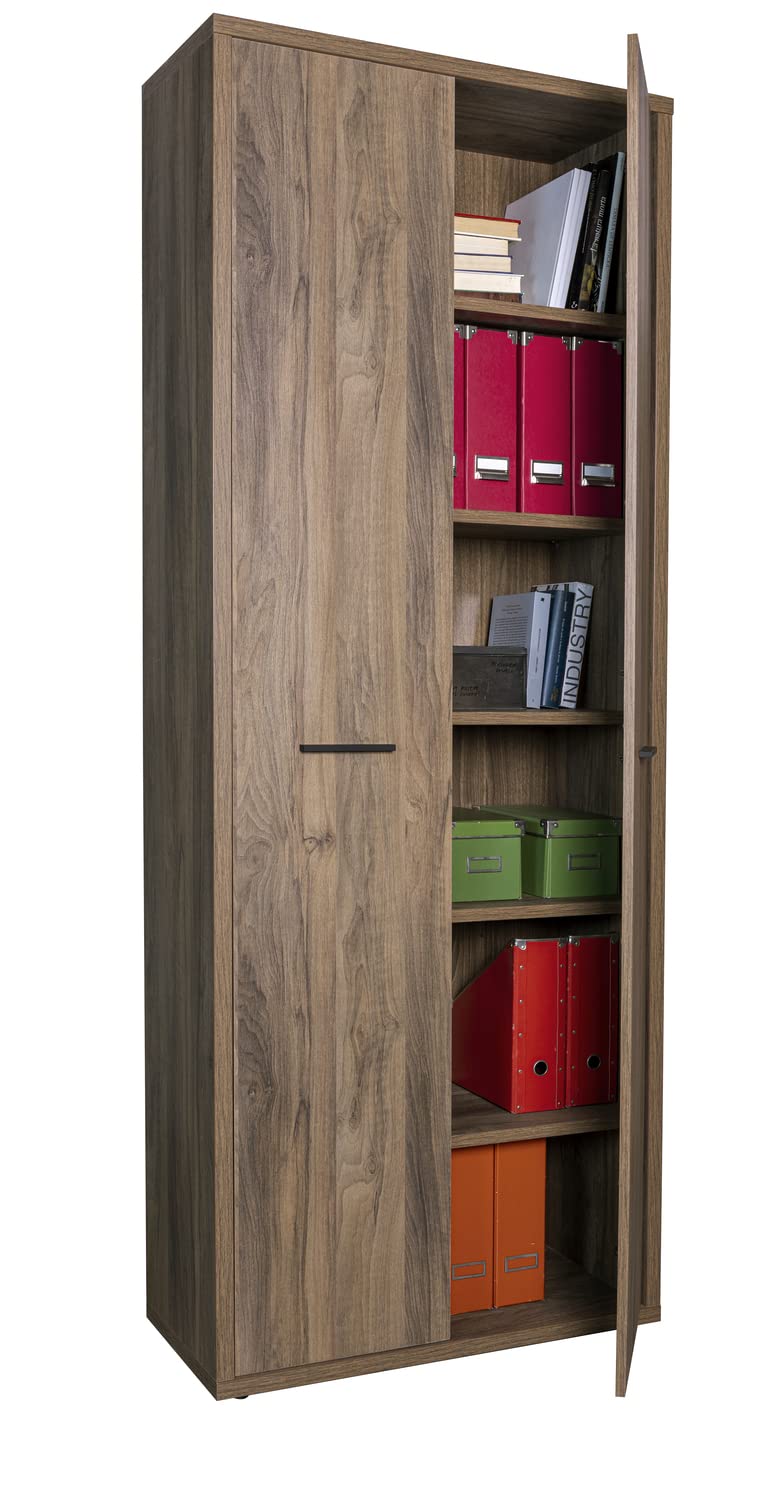 Composad | Mobile Contenitore della Linea DAVINCI BRERA con 2 Ante, Libreria, Mobile Archivio Portadocumenti, (LxAxP) 81,60x217,50x35,70 cm, Noce, Studio, Ufficio, Made in Italy