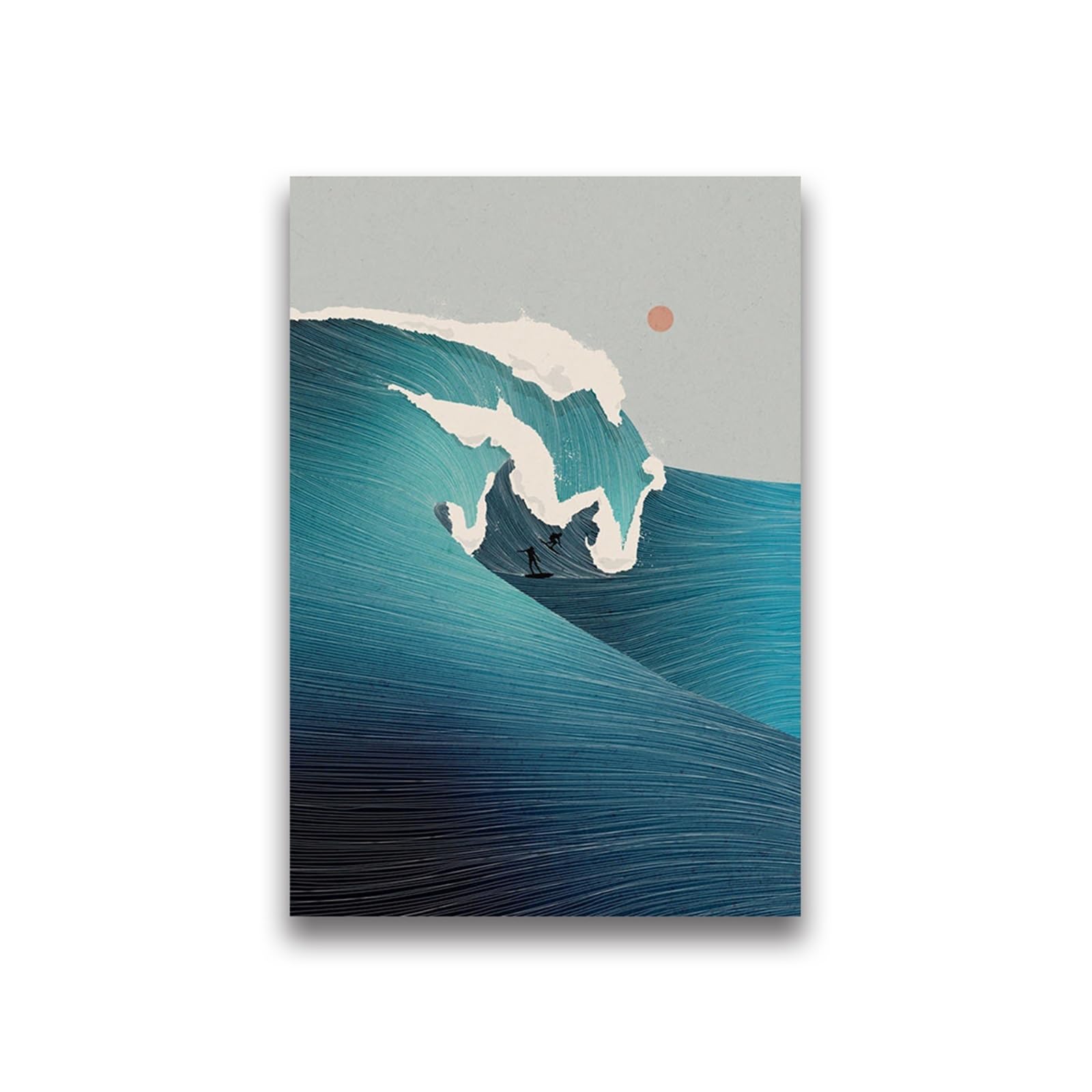 Graiting 1pc Waves Art Pictures Surfing Penguin Manta Dolphin Whale Prints Canvas Painting For Home Living Room Decoration(07,20x30cm)
