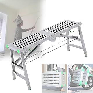 Stepladders Scaffolding Platform Folding Scaffolding Portable Work Platform with 2 Climbing Pedal and 5-Gear Adjustable Height,Scaffolding Equipment for Home Improvement, Maintenance Tools (Color : (