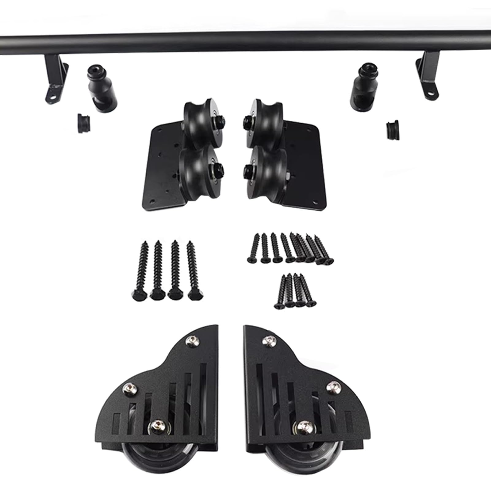 Rollleiter-Bibliotheks-Hardware-Kit, Runde Rohr-Mobilleiterschienen Mit Verschiebbaren Bodenrollenrädern, Leiser, Stärker Und Langlebiger,8ft/244cm Track kit