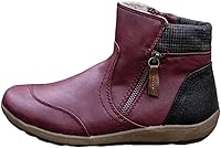 Vista 16 de Ladmiple Botas de tobillo para mujer, sin tacón, casual, con cremallera lateral, botas cortas vaqueras occidentales, zapatos para caminar