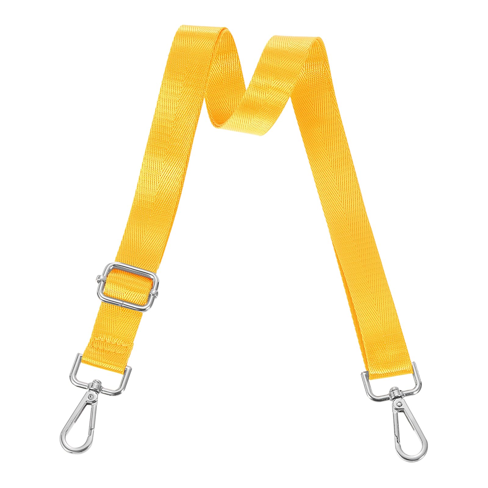 uxcell Wide Shoulder Strap, 2.5cm Adjustable Purse Strap Replacement Crossbody Strap for Shoulder Bag Handbag, Yellow, Silver Pull Core Buckle
