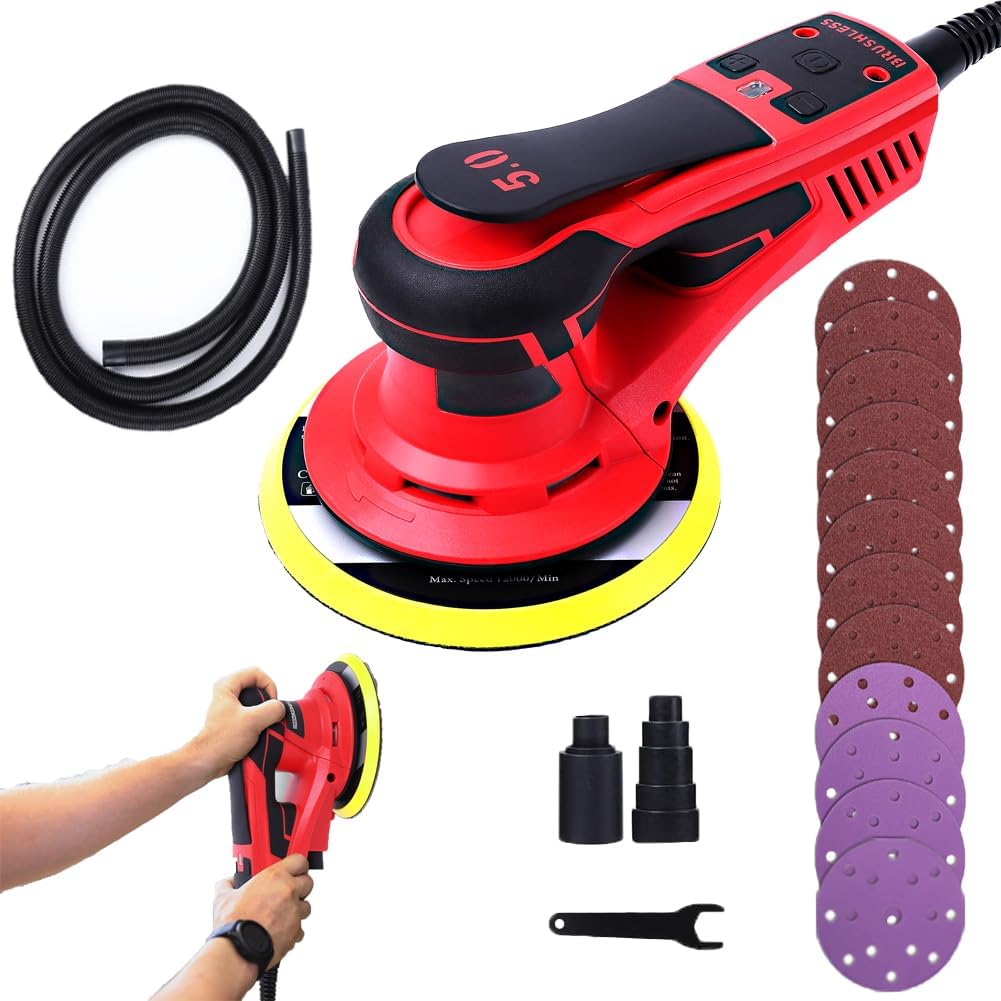 Electric Random Orbital Sander, Brushless 350W Motor Multifunction