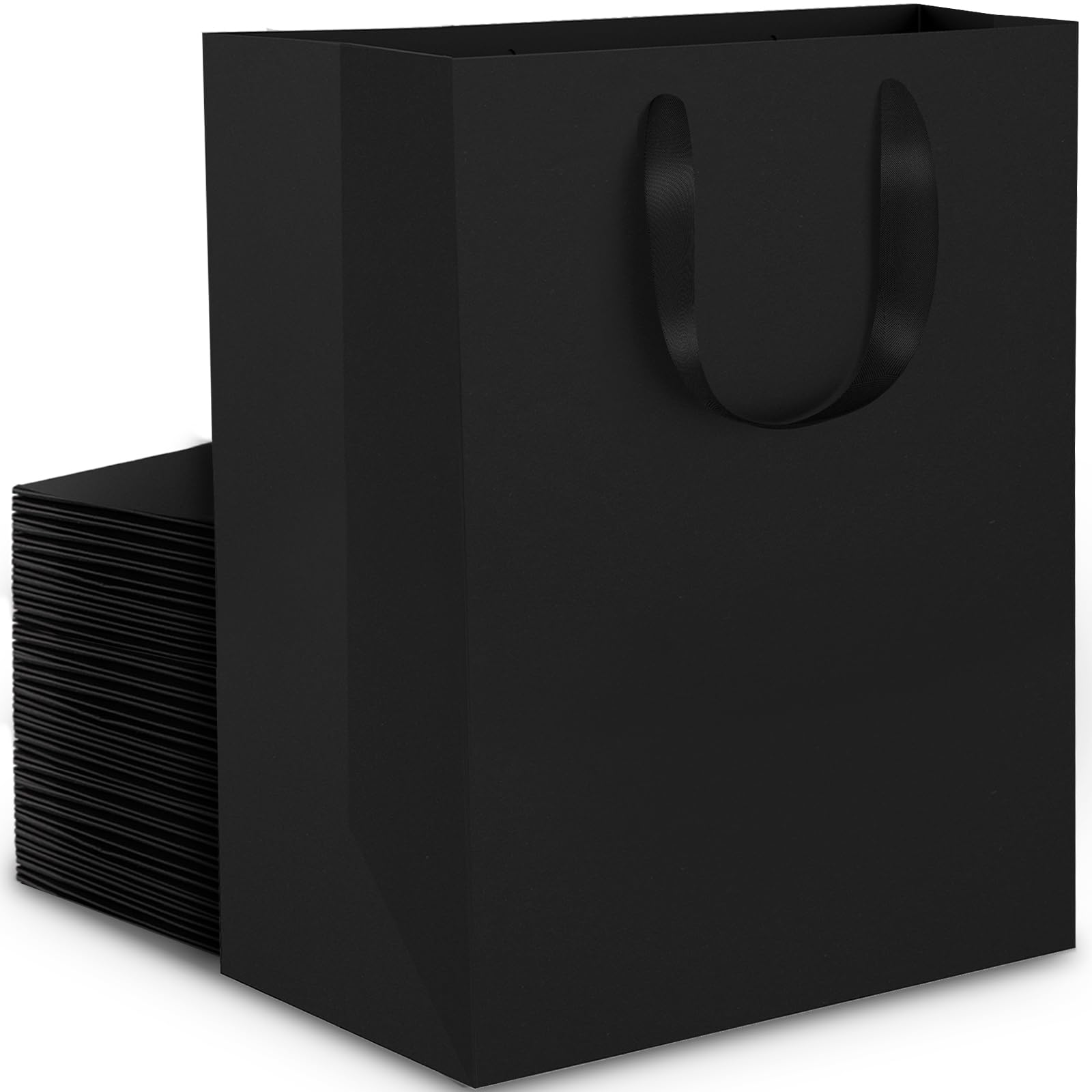 EUSOAR Papiertüte Schwarz - 30 Stück 250GSM Schwarze Hochwertige Tüte- M 20x10x28cm Geschenktasche Mittel- Kraftpapier Einkaufstüten Papier Schwarz- Geschenktüte Mann