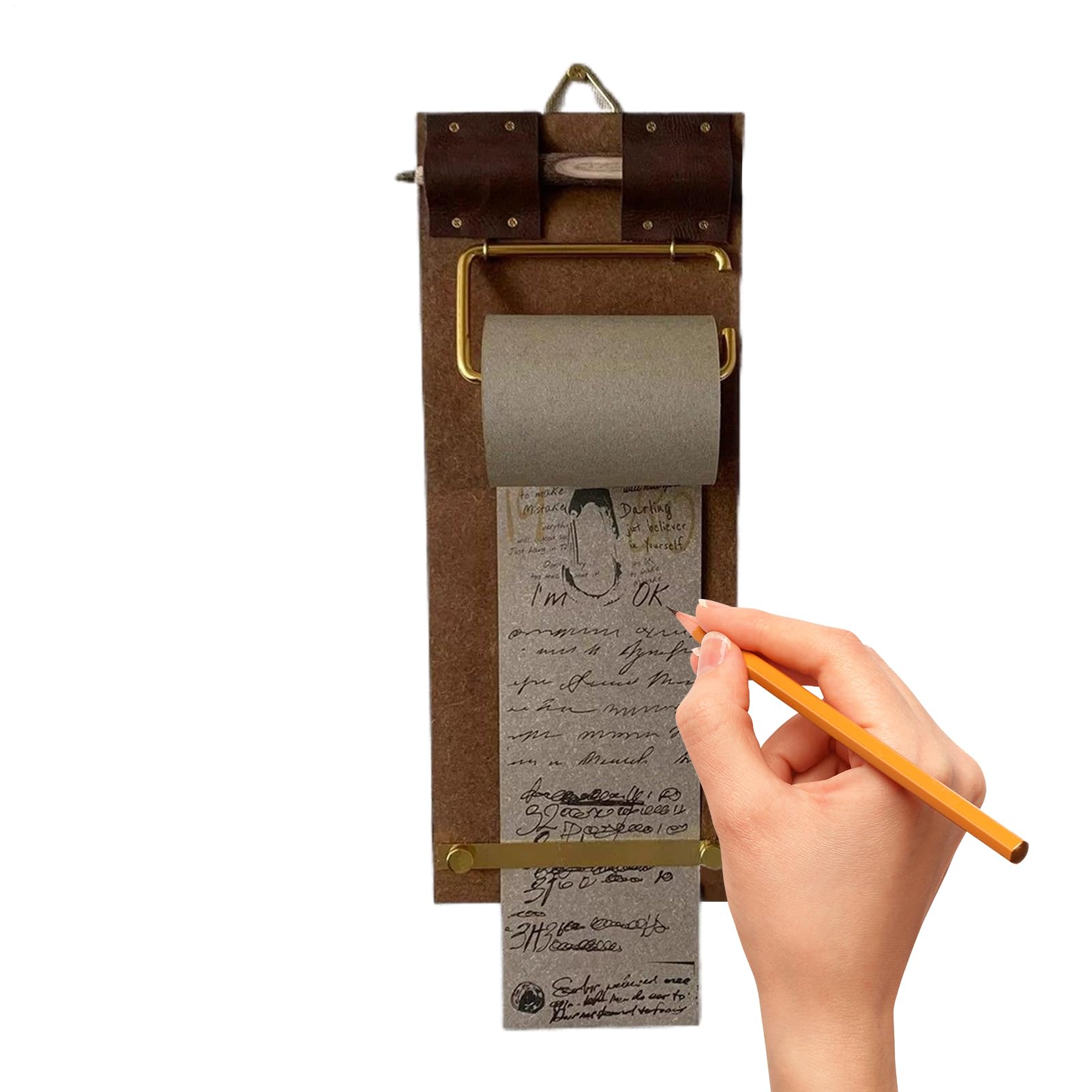 Note Roll Holder Shopping List Wall Note Paper Dispenser Roll Wall 32 x 12 x 3 cm Vintage Clipboard Wooden Notebook with Vintage Decorative Design for Sketches Home W and Restaurant