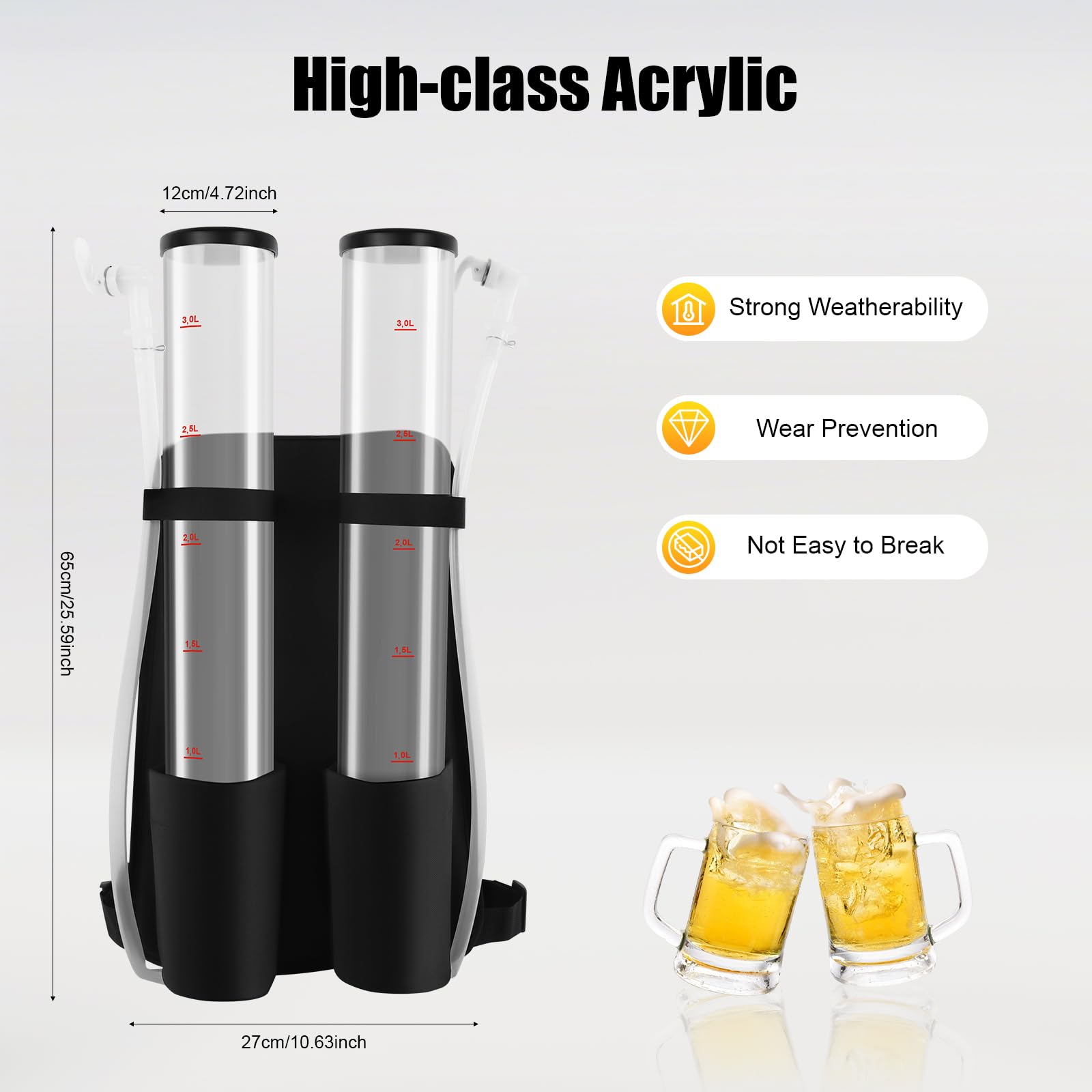 Bepritm 3L+3L Dual Tank Backpack Drink Dispenser, Portable Beer/Liquor Shot Gun with Adjustable Flow Control, Beverage Drink Dispenser for Bars & Outdoor Parties
