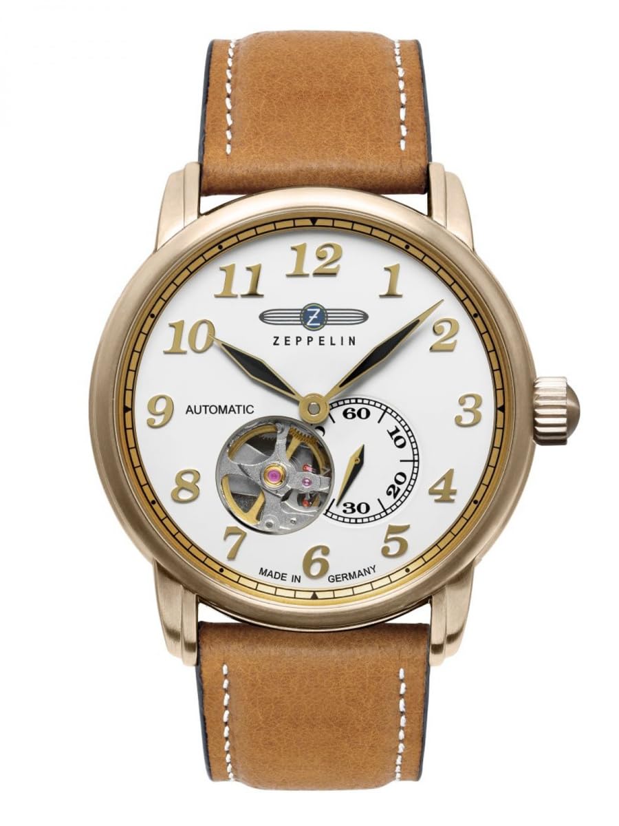 Zeppelin 7664-1 LZ 127 GRAF Herrenuhr Automatik Open Heart mit braunem Lederband