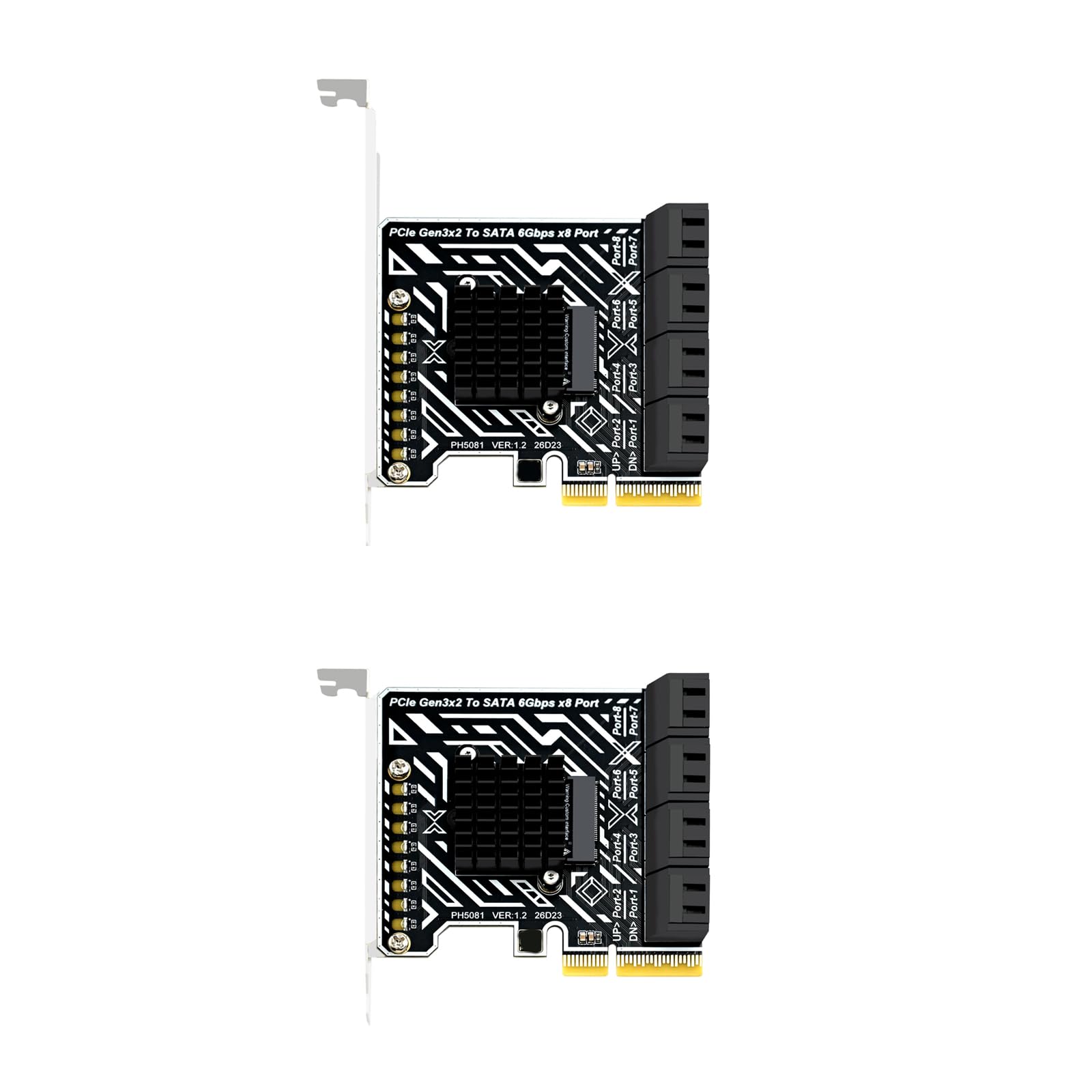 Scheda di espansione PCIE Gen3X2 a SATA3 6Gbps 8 porte SATA3.0, capacità massima 240 TB, trasferimento dati stabile ad alta velocità, con indicatori LED e dissipatore di calore di