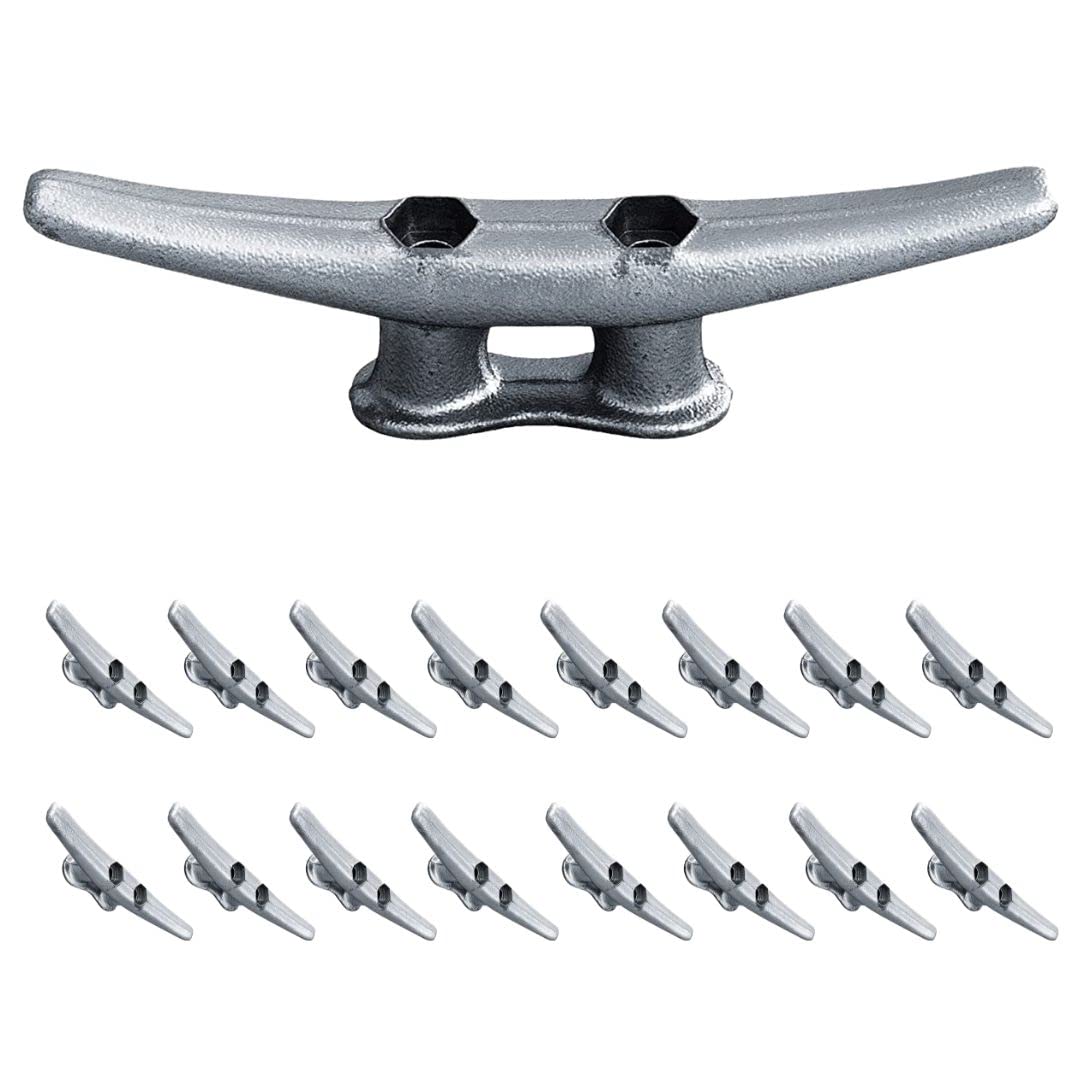Simplified Living 6" Dock Cleats | Weatherproof Galvanized Cast Iron 6 Inch Boat Cleat Tie Downs for Marine Pier or Decorative Nautical Maritime Decor | 4, 8 or 16 Pack