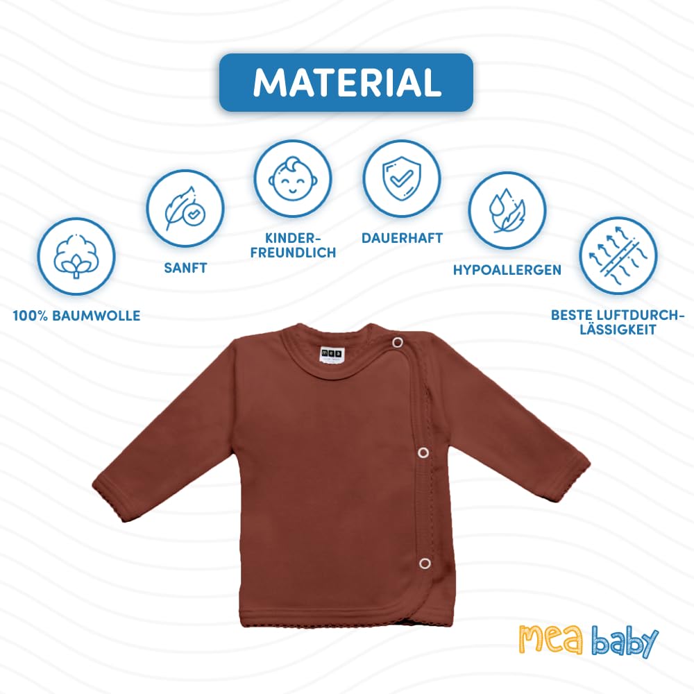 MEA BABY Unisex Baby Wickelshirt Wickeljacke Langarm, 100% Baumwolle im 5er Pack. Wickelshirt für... Ansicht 2