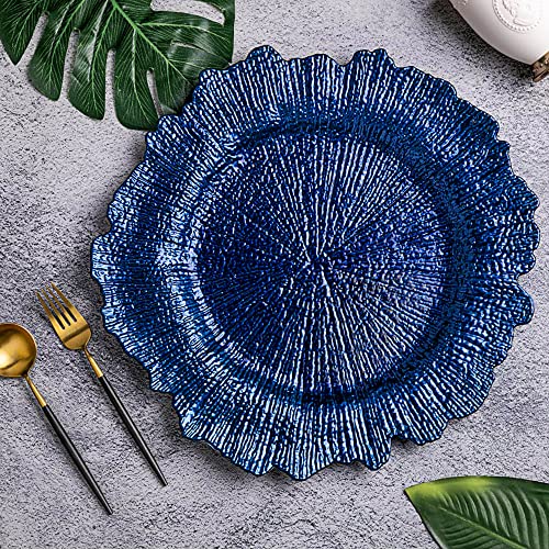 Pack de 10 platos cargadores acrílicos reef azul marino miniatura 2