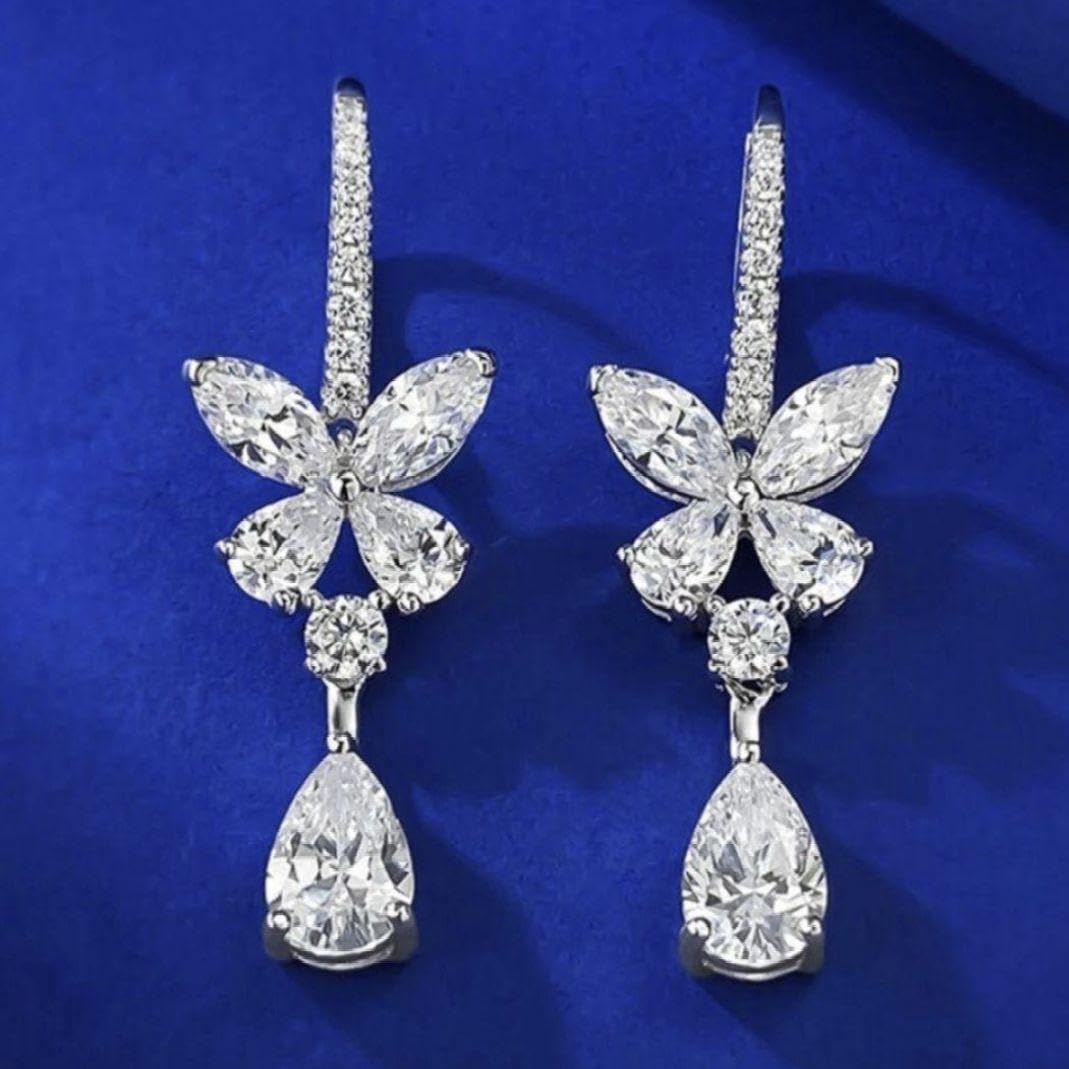Amazon.co.jp: 1828 高級 sona ダイヤモンド ピアス 蝶 ドロップ  