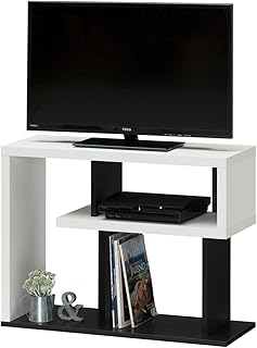 Shirai Sangyo VRD-6080WH Voldeva TV Stand, Low Board, Unique and Lean Design, Can Be Used in Vertical or Horizontal, Thick Tabletop, Dark Brown and Black, Modern Two-Tone Wood Grain Style, Easy