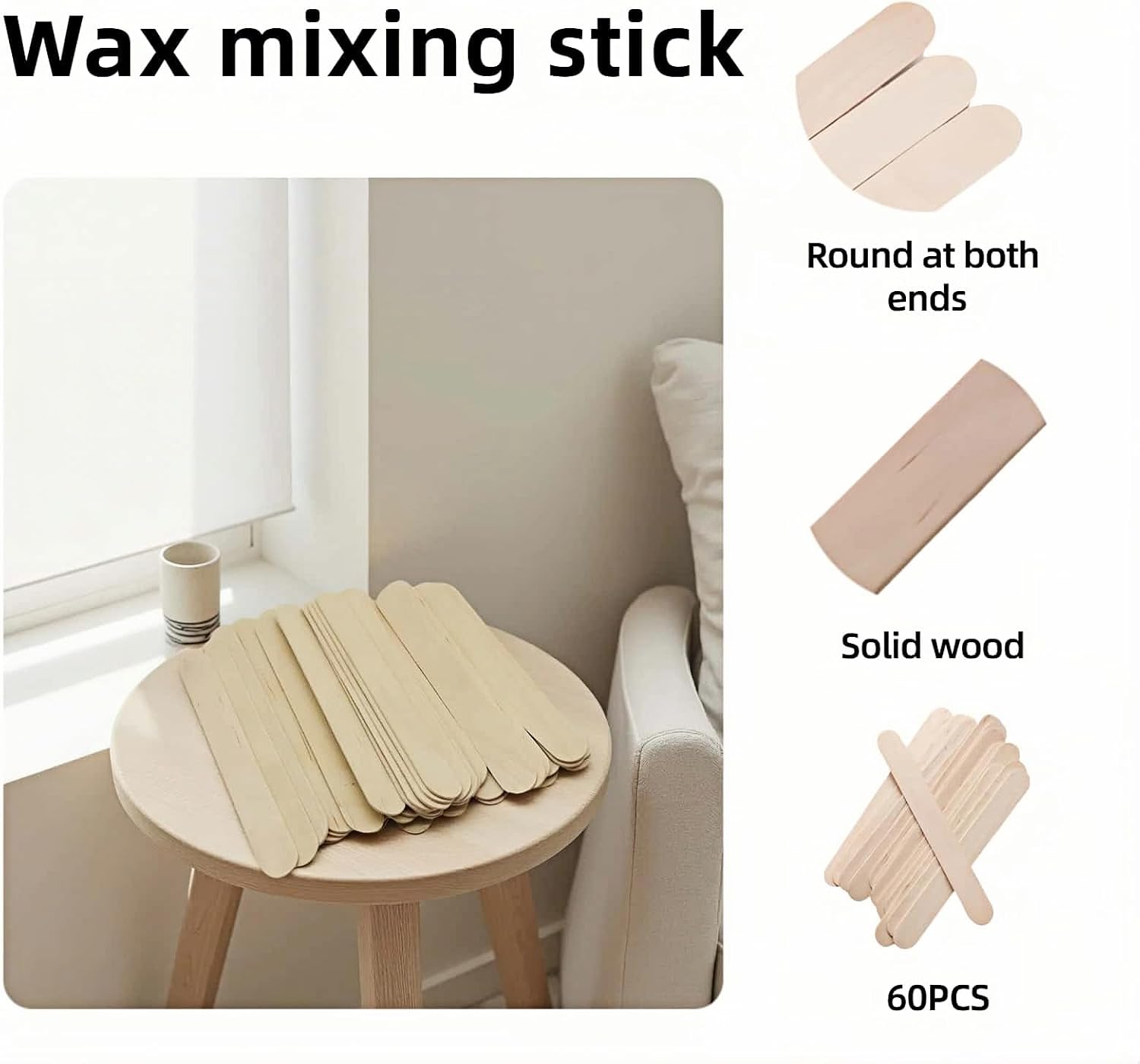 60 Jumbo Heavy Duty Craft Sticks - 8 Inch (20cm) Giant Popsicle Sticks for Crafts, Waxing, Stirring, Tongue Depressors - Extra Wide, Smooth, Splinter-Free - Safe for Kids, DIY & Professionals