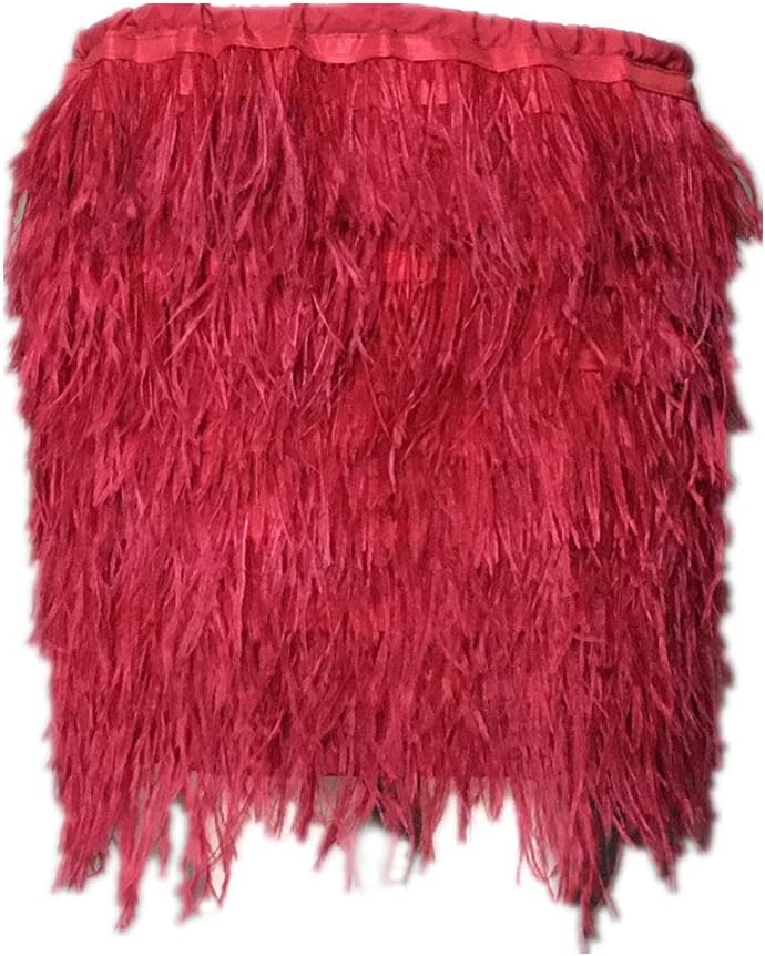 LVCOMEFF Women Natural Ostrich Feather Fur Mini Skirt for Party Club Furry Fluffy