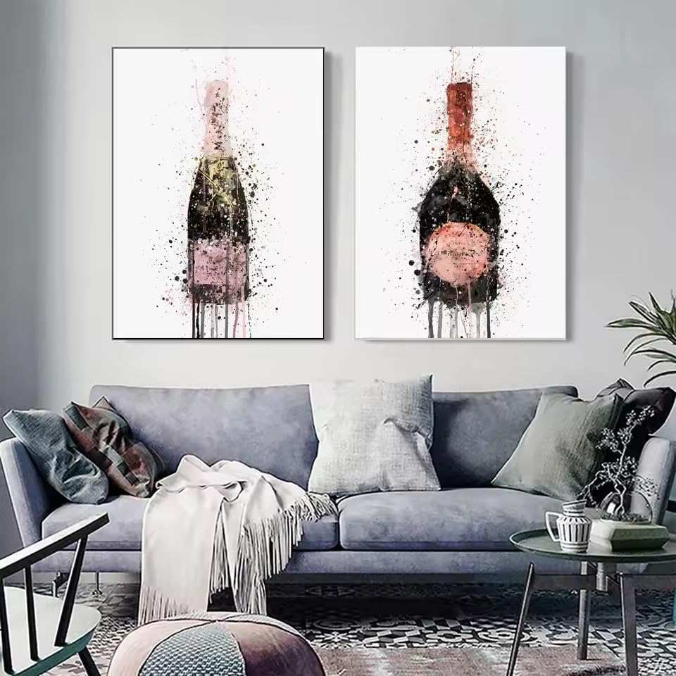 Tableau style nordique graffiti champagne cadre intérieur 80x120cm BMGKYAGL