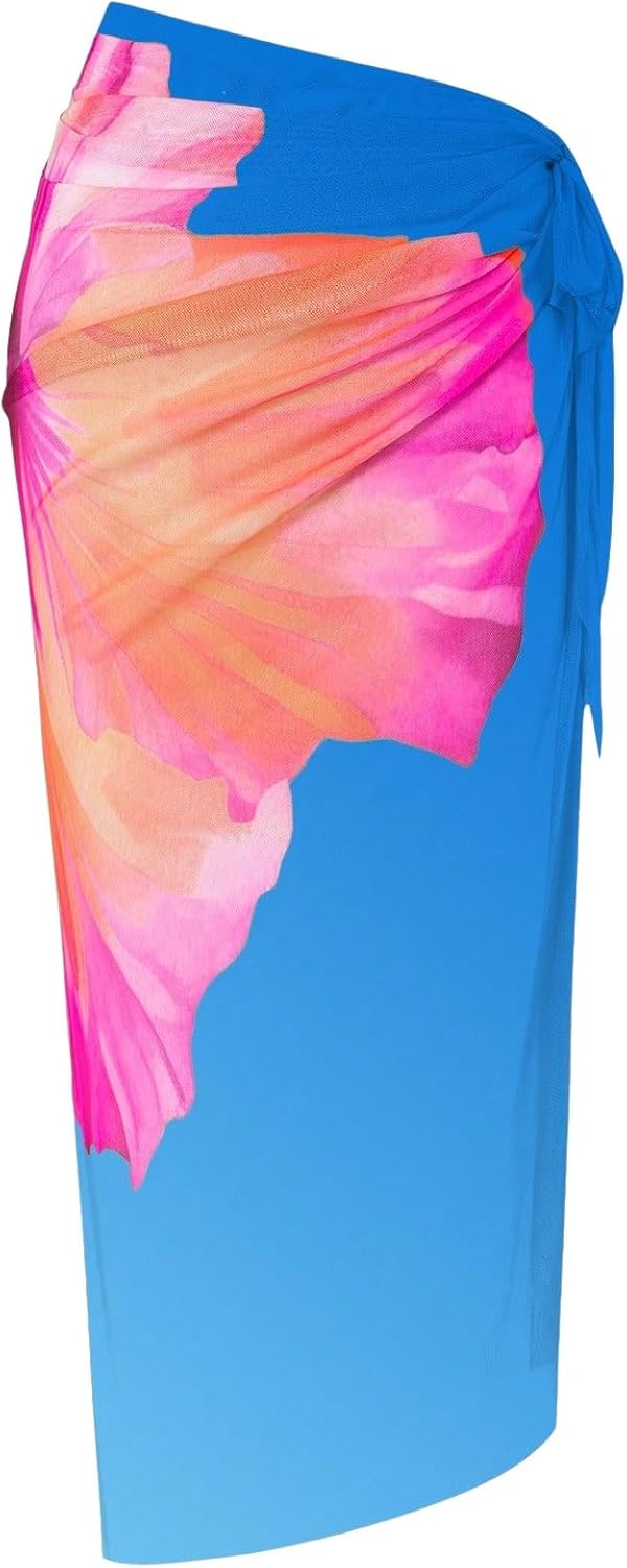 ZAFUL Women's 3 Piece Swimsuit Floral Halter Triangle String Bikini Tie Side Bottom with Boho Cover Up Skirt - Image 7