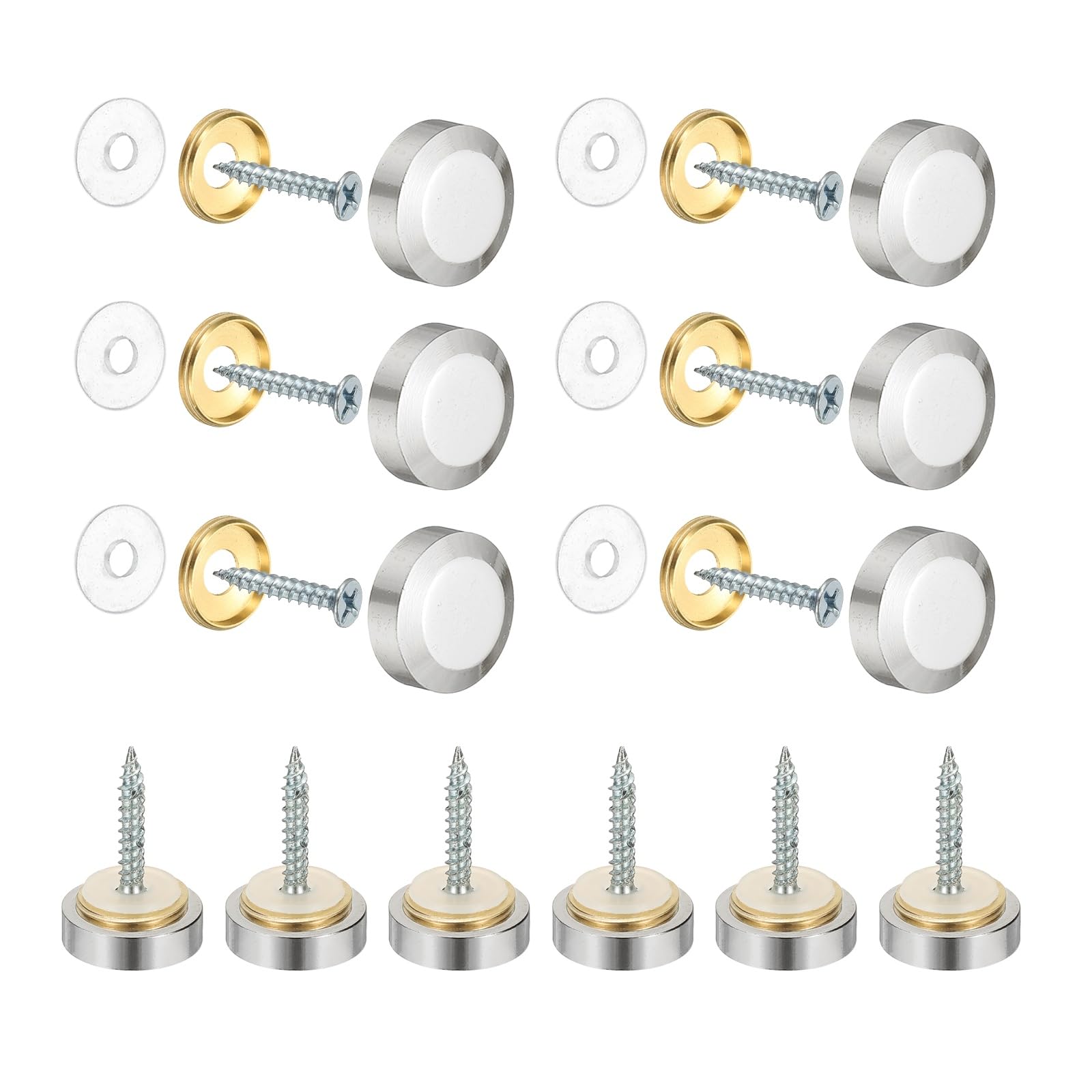 Vis de miroir décoratives en laiton 20 mm couleur argent pour panneau et fixation murale