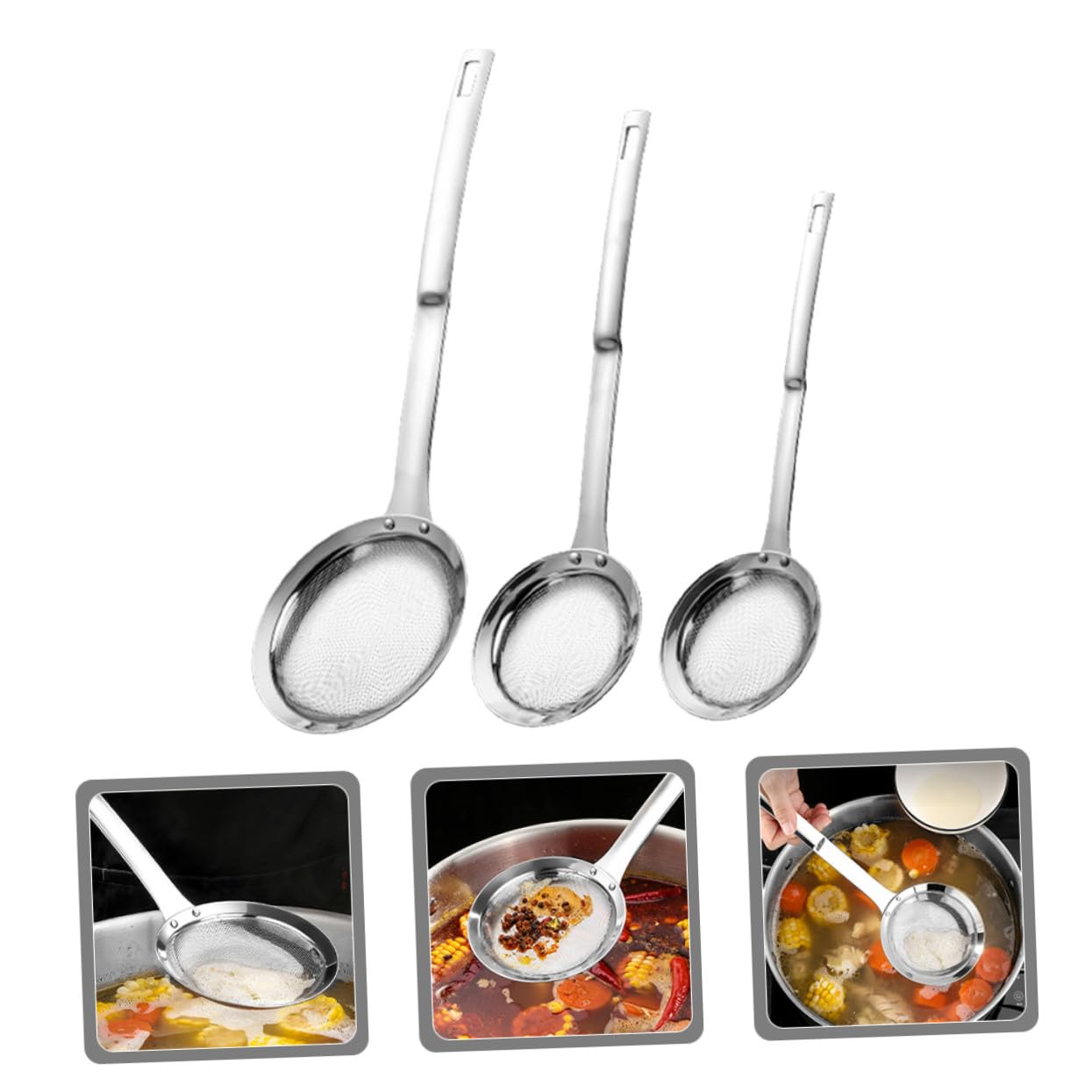 Feinmaschiges Edelstahlsieb für Küche und Backen, Silber