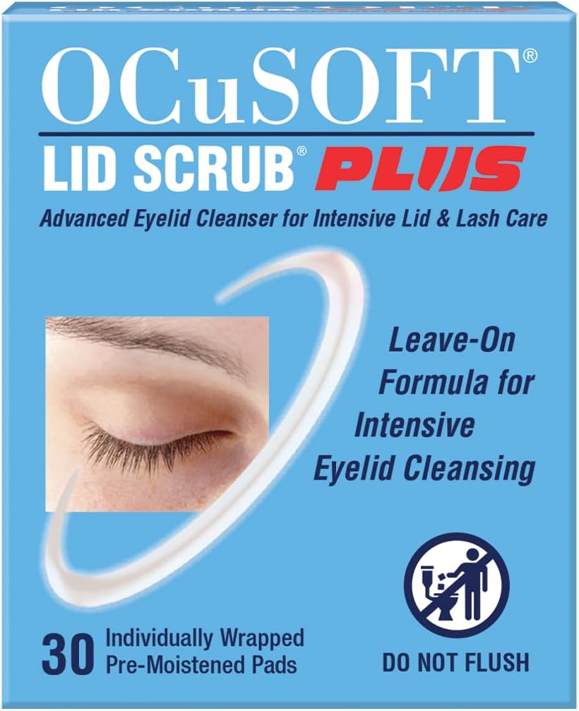 Lid Scrub PLUS Eyelid Cleanser โ 30 Pre-Moistened Pads | Advanced Eyelid Cleanser for Intensive Lid & Lash Care