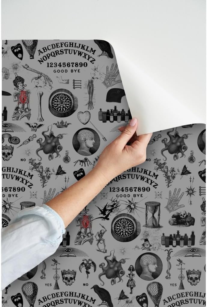Spoonflower Peel & Stick Wallpaper 3ft x 2ft - Board Fortune Occult Halloween Steampunk Anatomy Medical Custom Removable Wallpaper