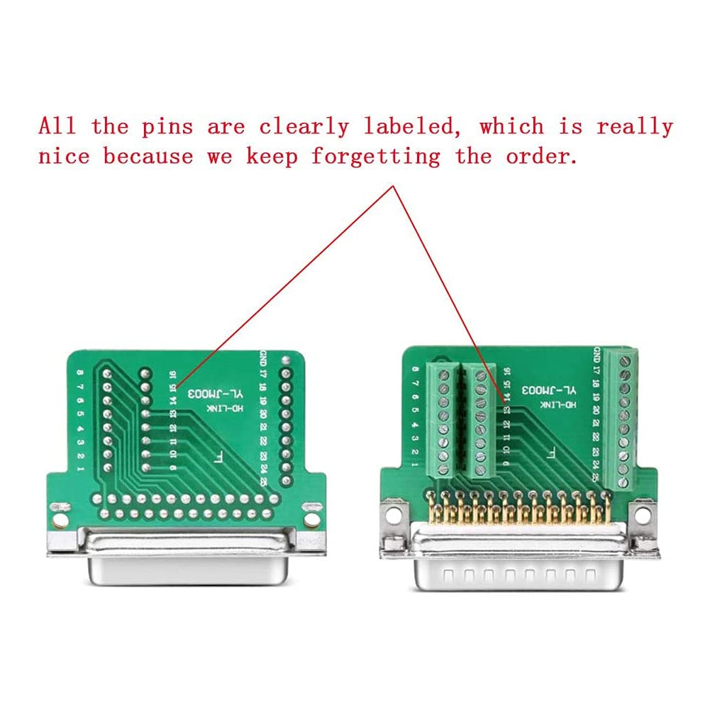 PENGLIN DB25 Connecteur Mâle sans Soudure, Adaptateur série RS232 D-SUB 25 Broches avec boîtier