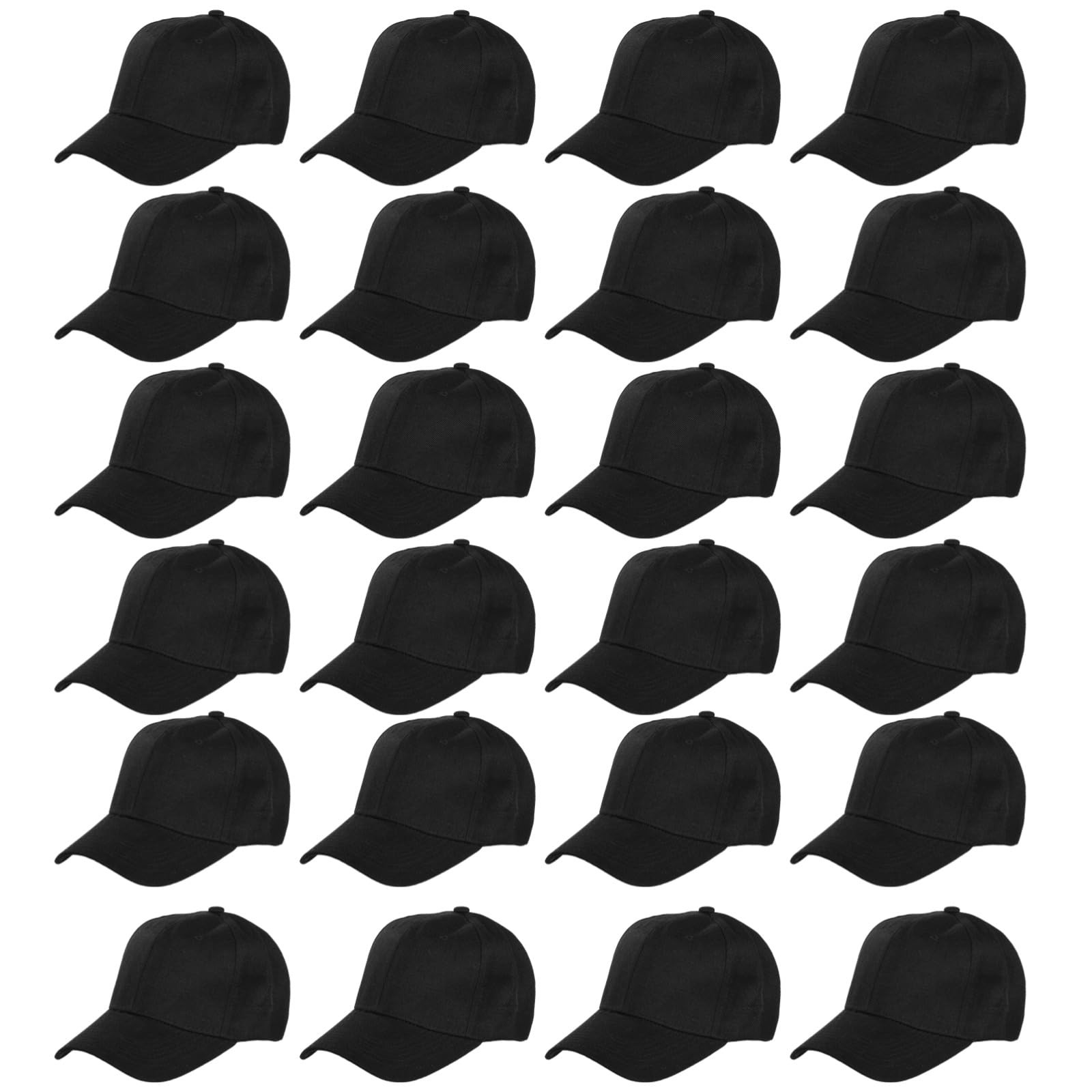 Cappellini da baseball neri, confezione da 24, cappelli da camionista vuoti con cinturino regolabile, coperchi a sublimazione per ricamo fai da te, tessuto traspirante, uso versatile