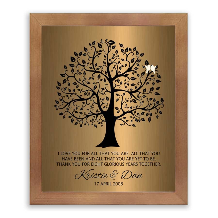 Lucky Tusk 8 Year Anniversary Personalized Wedding Tree Gift Faux Bronze Onyx Gift For Couple #1378,