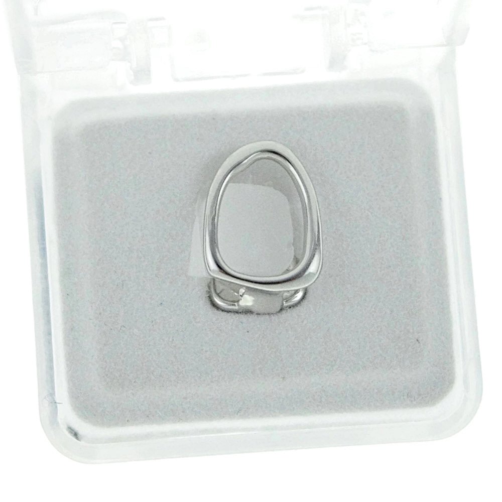 Hip Hop Silver Open Face Front Tooth Grillz Cap with at-Home Mold Kit