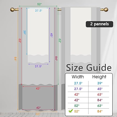 Miniatura 5 de AAtter Cortina de ventana roja y negra con diseño de patrón ombré, larga y ancha, para sala de estar, dormitorio, 1 par, 52 pulgadas de ancho x 84
