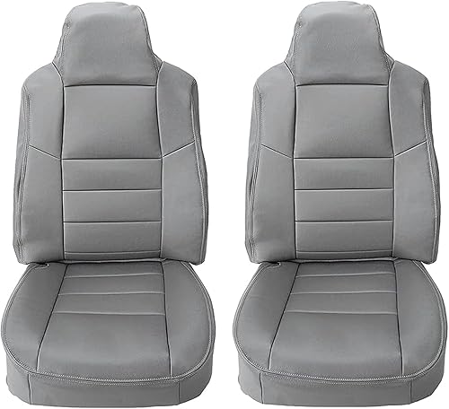 ECOTRIC Juego de fundas de asiento de cuero sintético color gris medio compatible con F250 y F350 Lariat 2003-2007, XL, FX4 y XLT, regular, Super y