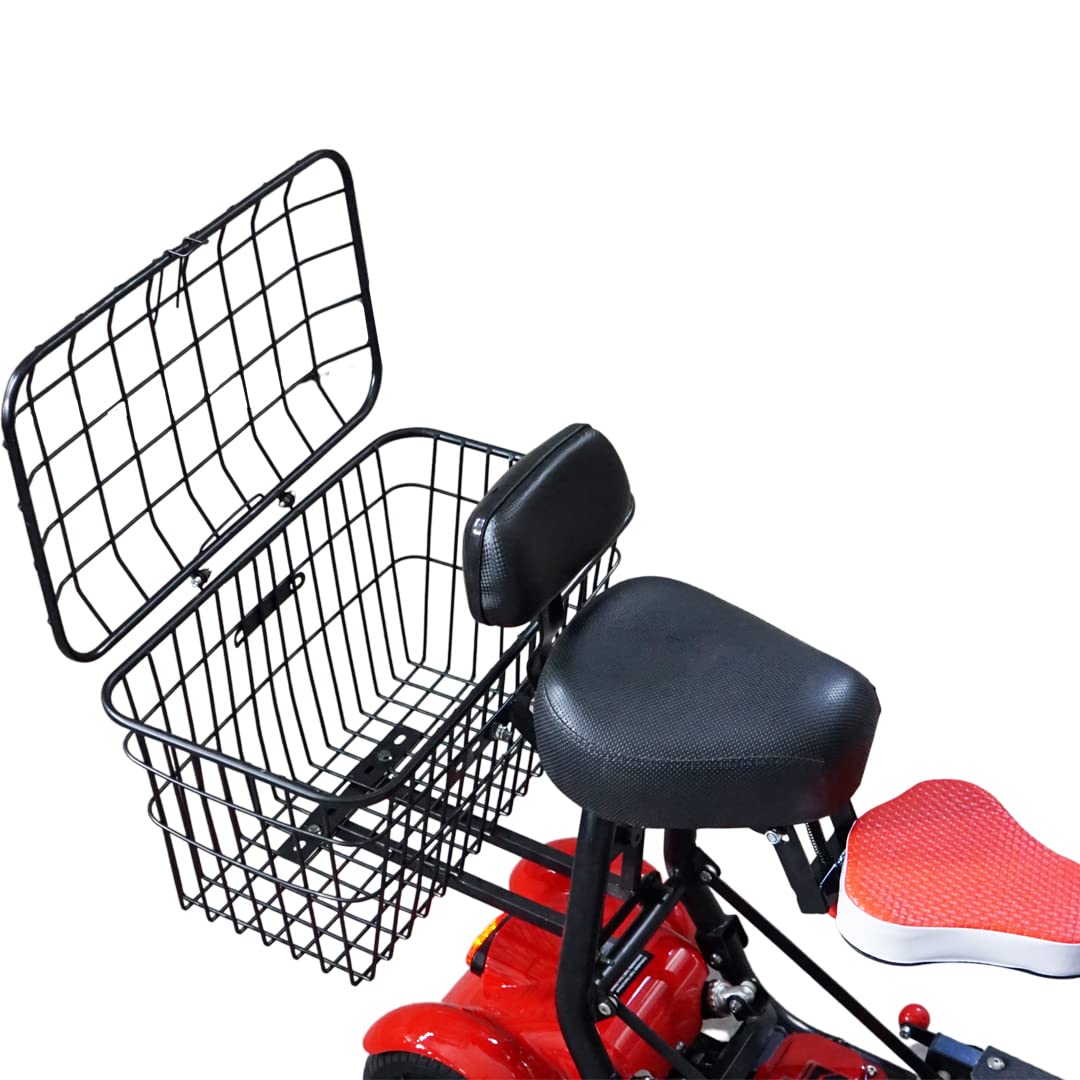 Fold 1 Li-ion – Plegable Scooter de movilidad de 4 ruedas – Batería de iones de litio para inválidos y mayores - Batería de larga duración – Incluye cargador y cesta (Rojo)
