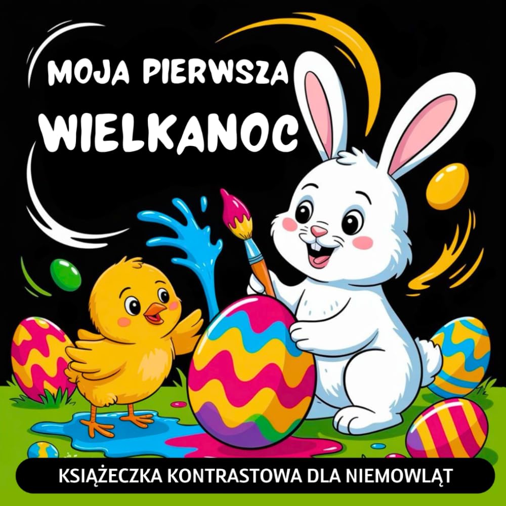 Moja Pierwsza Wielkanoc Książeczka Kontrastowa dla Niemowląt: Czarno białe wielkanocne obrazki stymulujące rozwój wzroku niemowlaka, pierwsza książka świąteczna dla małych dzieci