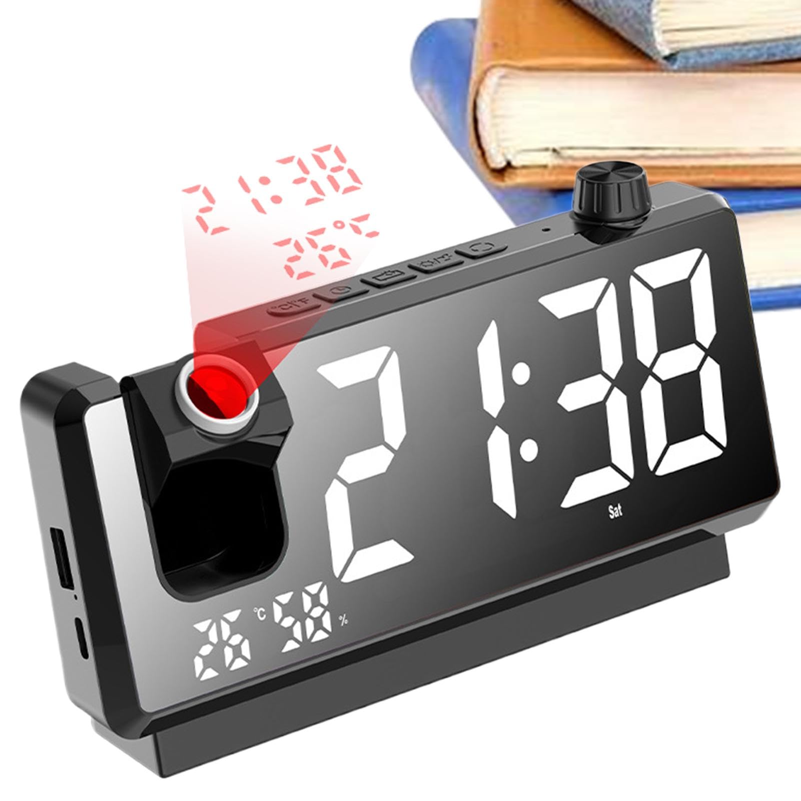 Despertador inteligente de cabecera con proyector de tiempo digital LED