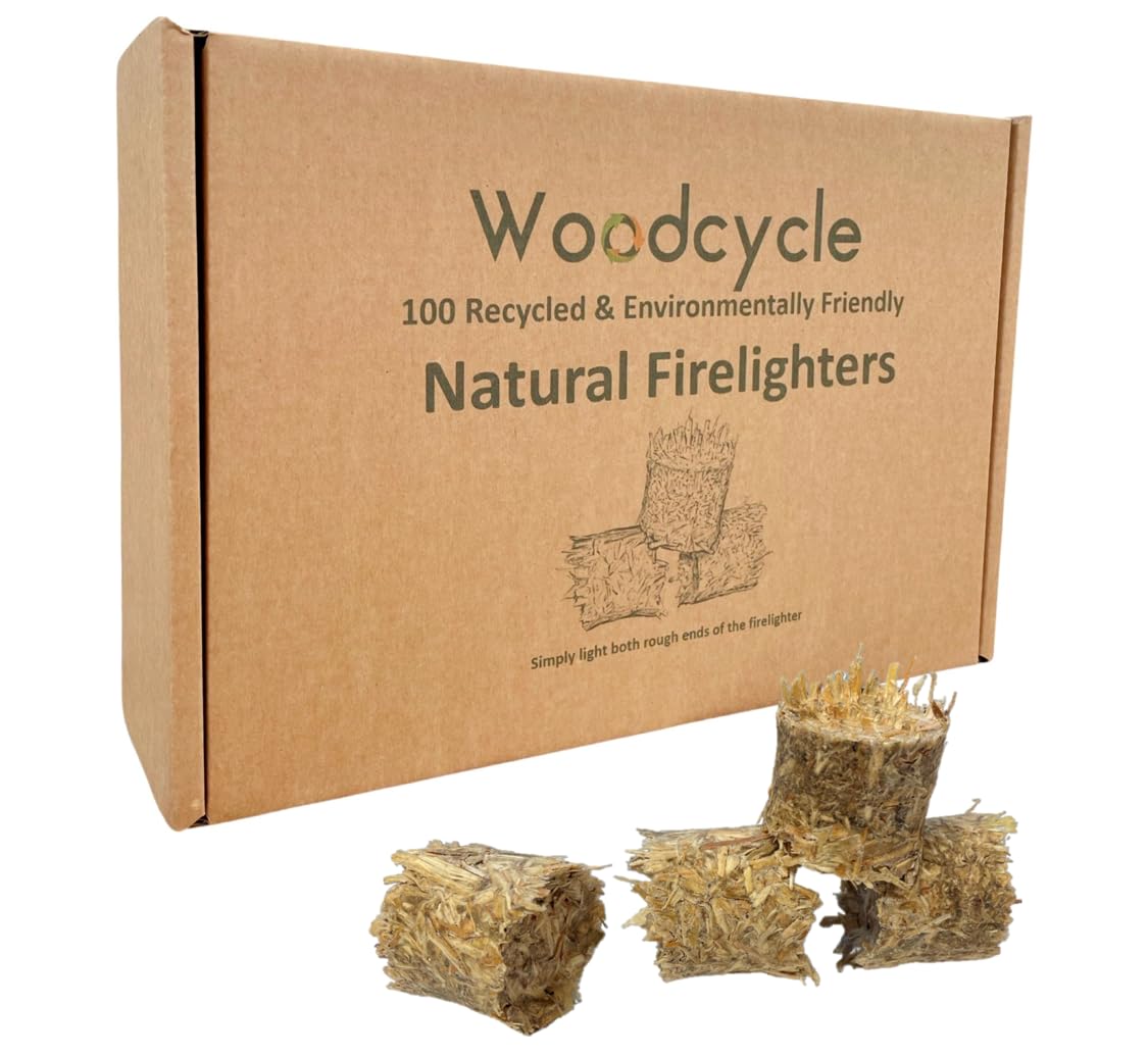 Woodcycle RECYCLED Wood ECO Natural Firelighters - 100 Recycled Environmentally Friendly Firelighters