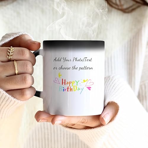 Miniatura 6 de Taza mágica personalizada con foto y texto, 11 onzas, taza personalizada con fotos sensibles al calor, tazas de cerámica que cambian de color de