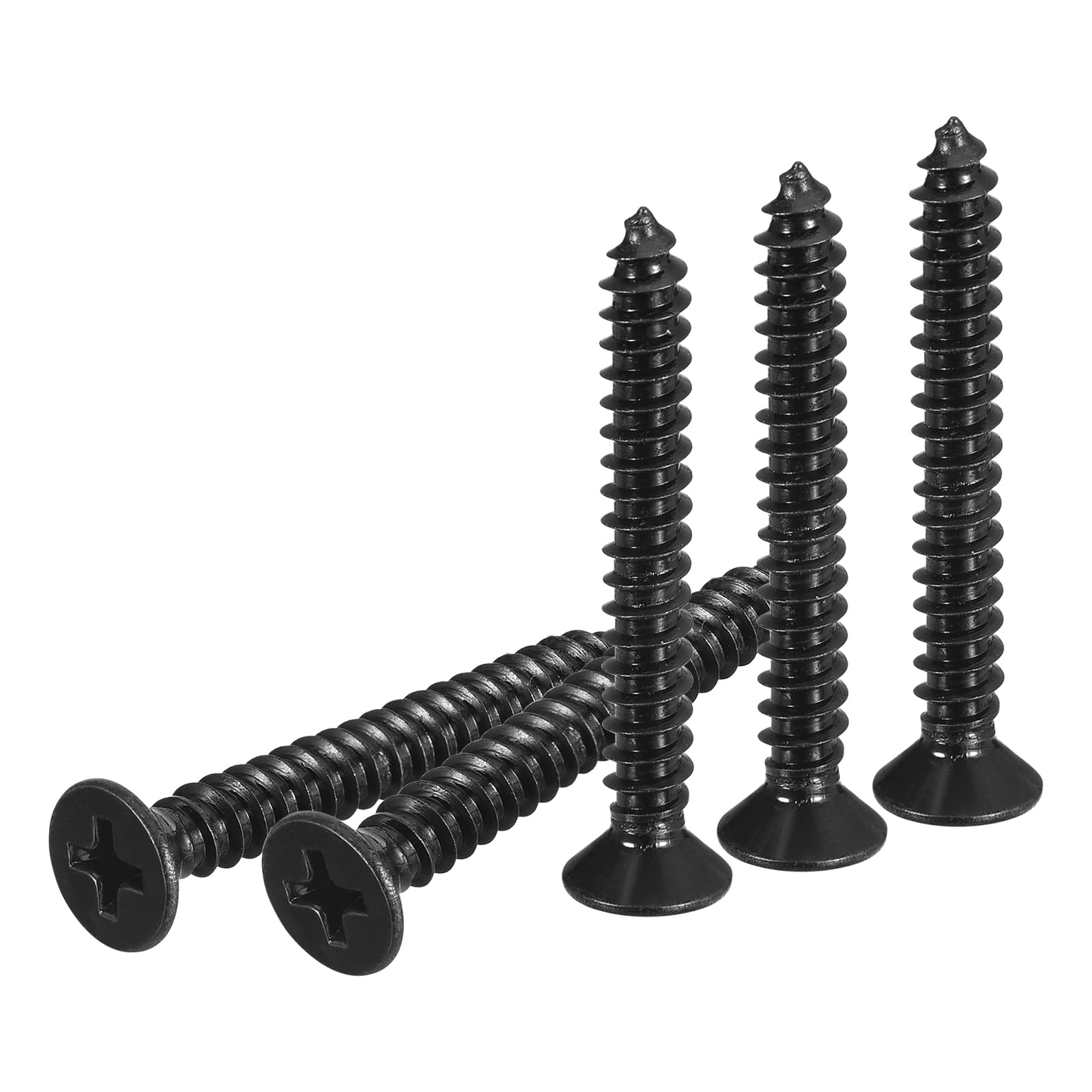 DTGN 50Pcs #10x1-1/2" Flat Head Wood Screws, 304 Stainless Steel Phillips Self Tapping Screws - Good for Woodworking Furniture - Black